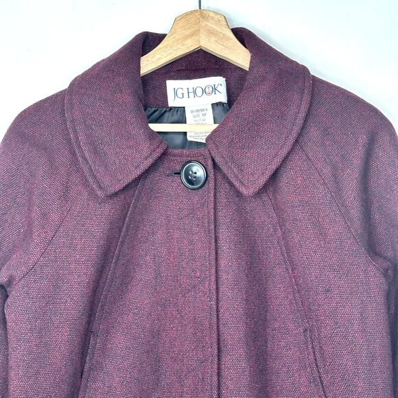 JG Hook Womens Coat Wool Viscose Snap Button Jacket Lined Plum Size 6P - Picture 3 of 13